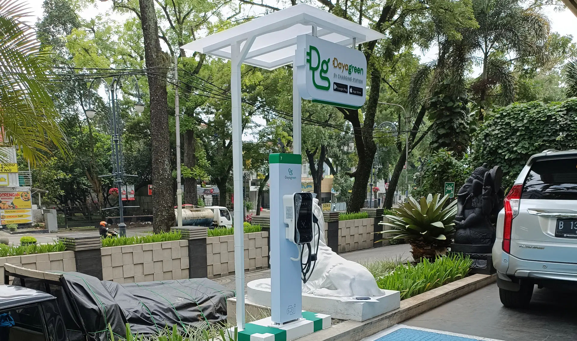 DayaGreen charging station at an urban site in Indonesia